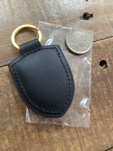 Black leather porsche crested keyring/ key tag- brand new