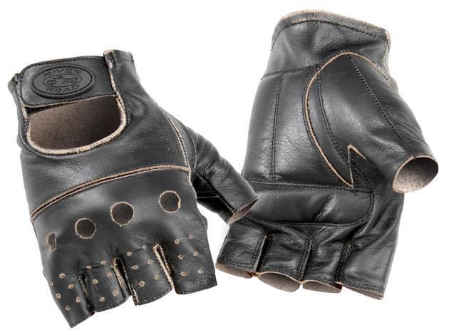 River road buster vintage shorty fingerless leather gloves distressed xl/x-large