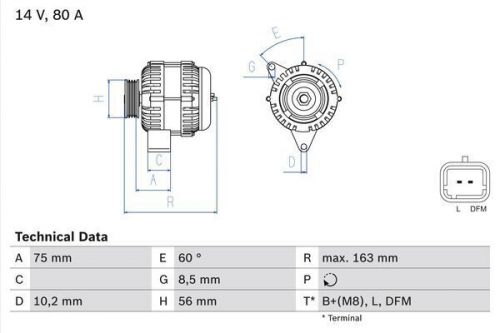 Alternator fits peugeot partner 1.1 96 to 02 bosch 5705el 5705gg 5705gk 57054p