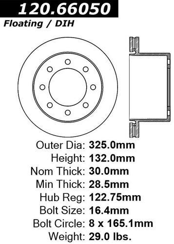 Centric 121.66050 rear brake rotor/disc-c-tek standard rotor