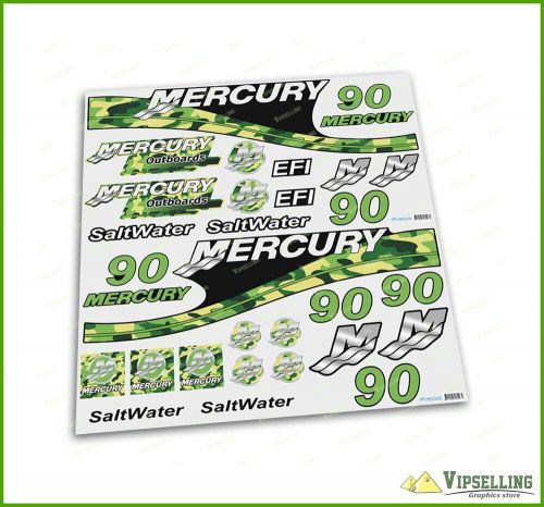 Mercury 90 hp outboadrs motor camouflage laminated decals stickers boat kit