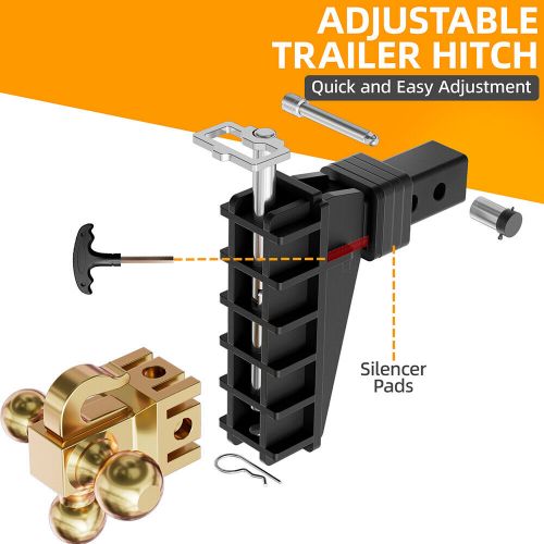 Adjustable trailer hitch fits 2.5&#034; receiver 6&#034; drop/rise drop hitch 18500lb