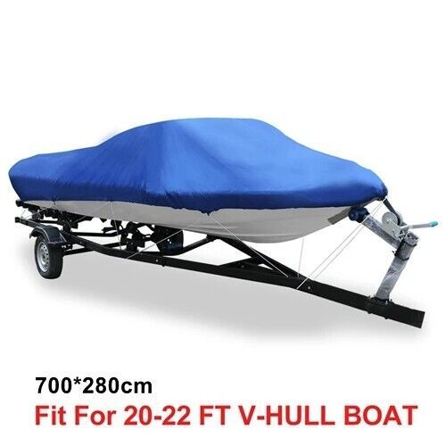 Premium 210d oxford boat cover 20-22ft waterproof uv protection blue