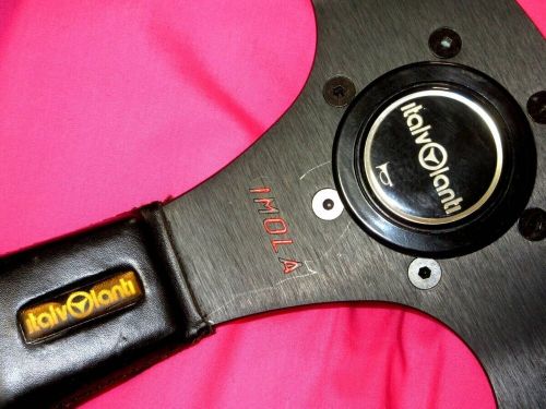 Italvolanti imola 35cm black leather and spoke steering wheel horn button