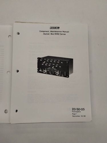 Racal station box b692 series component maintenance manual with illustrated part