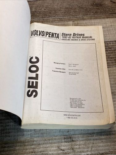 Seloc volvo penta stern drives repair manual 1992-2002 p/n 3606 (pre-owned)