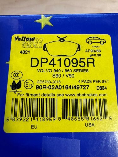 Ebc yellowstuff front brake pads for volvo 960 2.3 turbo 90-93 dp41095r