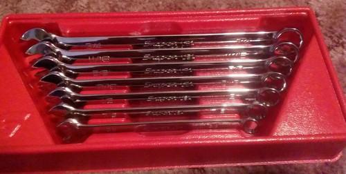 Snap on wrench set - 7 piece flank drive plus set 3/8"-3-4" in storage tray