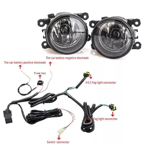 Fog light lamp+wiring kit for ford transit connect 2010-2014 2015 w/ h11 bulbs