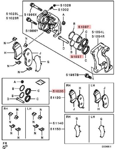 Front brake caliper piston and seal repair kit  pajero shogun v64w mk3 2.5t