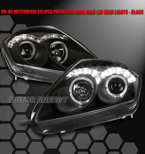 2000-2005 eclipse halo drl led projector headlight jdm black 2001 2002 2003 2004