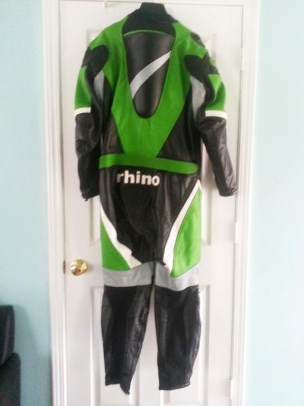 Rhino leathers motorcycle road racing suite large kawasaki green