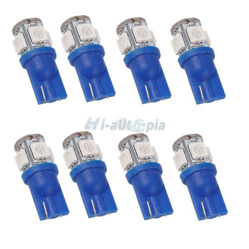 New 8 pcs t10 5-smd car side wedge led light bulbs lamp 194 168 w5w blue