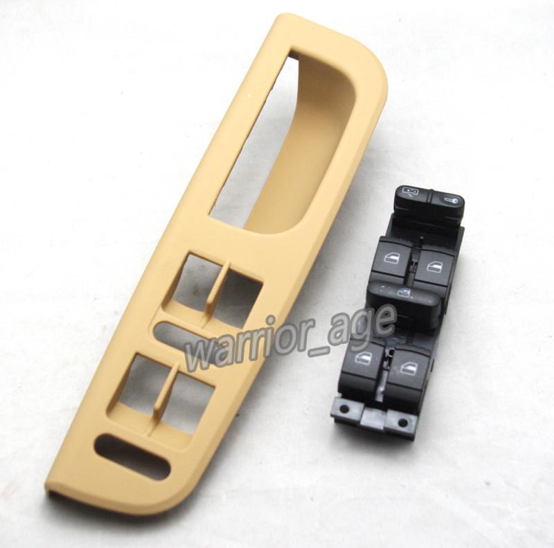 Master window switch+dark beige panel trim bezel for vw passat jetta golf mk4