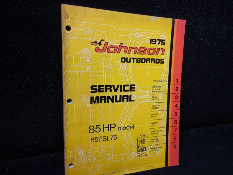 Factory service manual #jm7512 for 1975 johnson 85hp outboard -repair manual