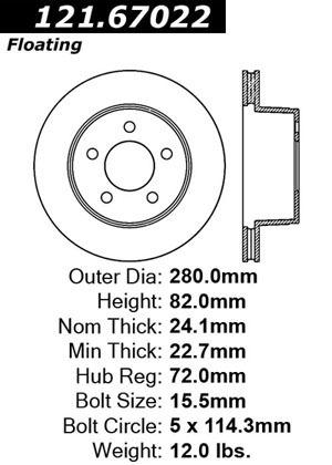 Centric 121.67022 front brake rotor/disc-c-tek standard rotor