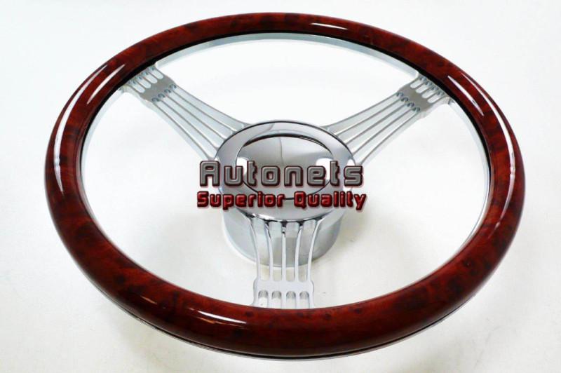 Wood veneer banjo camaro gm impala nova steering wheel aluminum horn adapter set