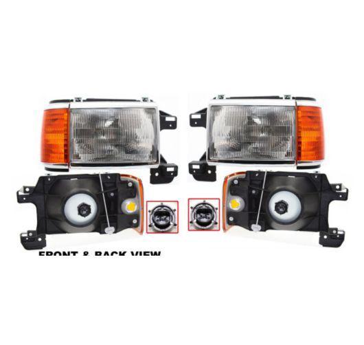 87-91 ford bronco pickup truck f150 f250 headlights headlamps pair set