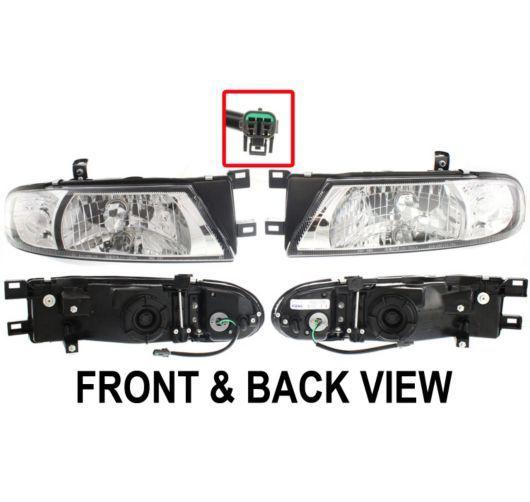 93-97 nissan altima chrystal diamond headlight head light lamp pair set of 2