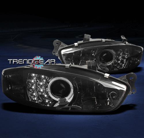 97-02 mitsubishi mirage 2dr halo led projector headlights smoke 98 99 00 01 02