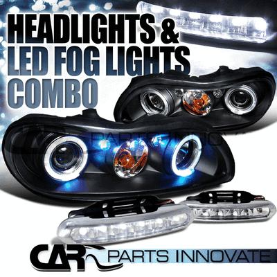 Chevy 97-03 malibu 04-05 classic black halo projector headlights+6-led fog lamps