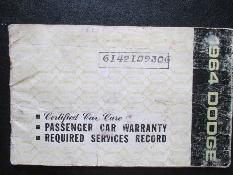 1964 dodge passenger car warranty, required services record