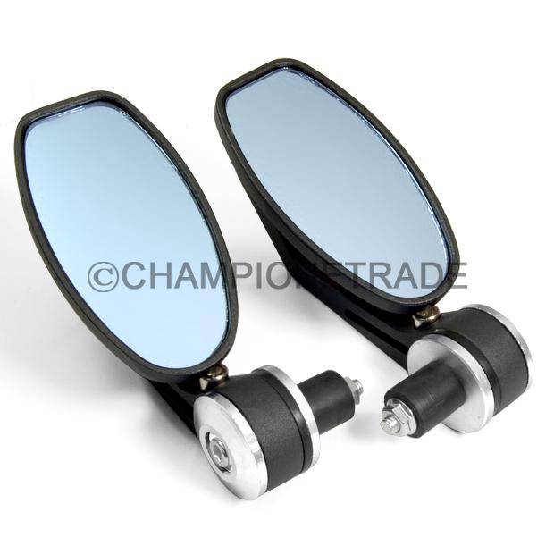 2x 7/8'' black & silver motorcycle side handle bar end rear side view mirror hot