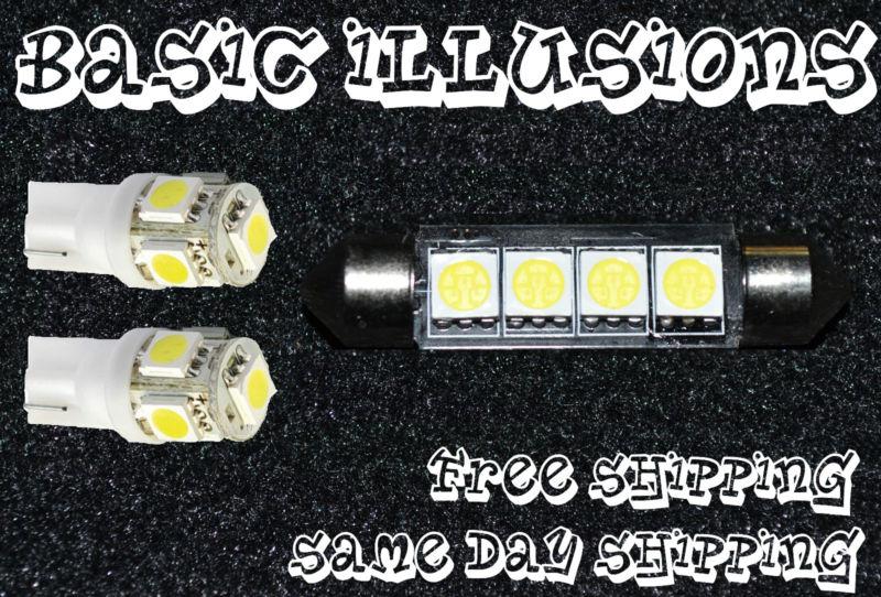 Blue 1x 211 4smd dome map light + 2x 194 5led license plate courtesy bulb