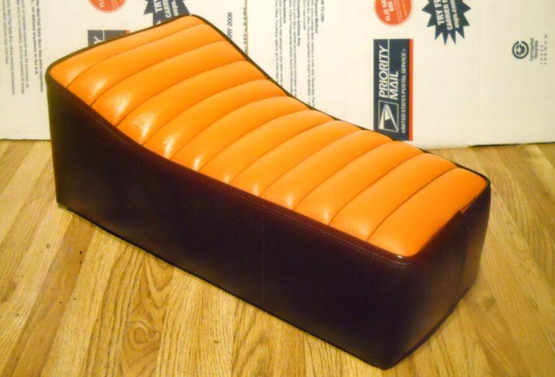 14" x 7" black/orange vintage style minibike seat custom universal fit mini bike