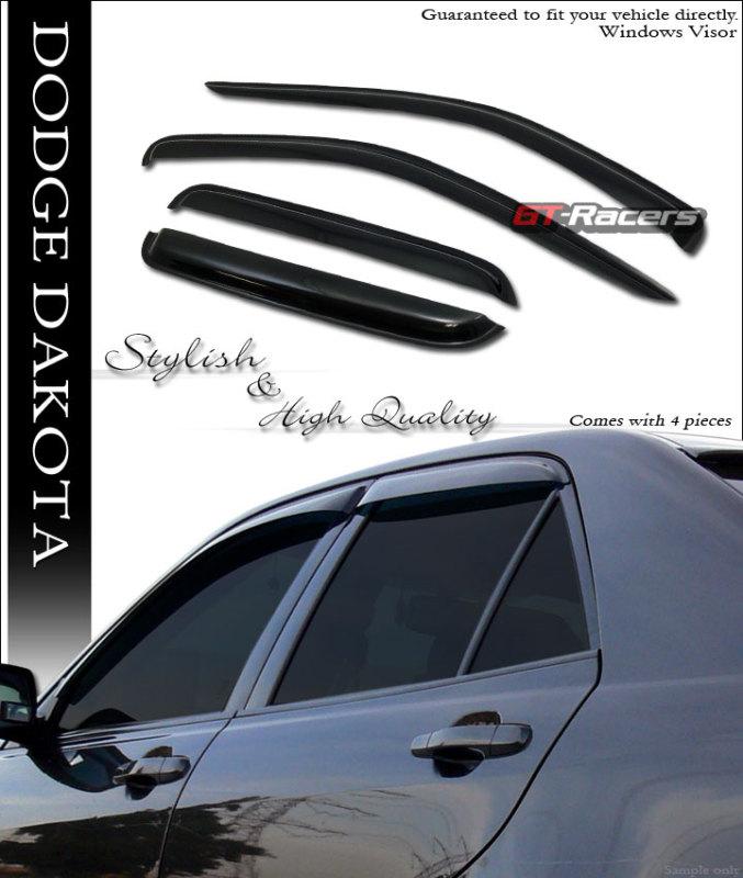 Sun/rain guard shade deflector window visors 4pc 2005-2011 dodge dakota quad cab