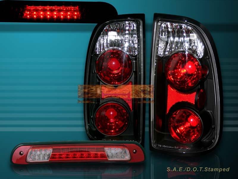 2000-04 toyota tundra standard / access cab tail lights blk+ led 3rd brake light