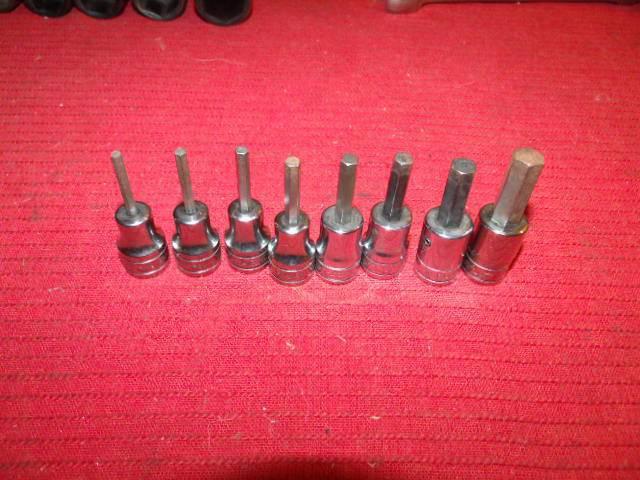 Snap on 8 pc lot 3/8 hex bits good used