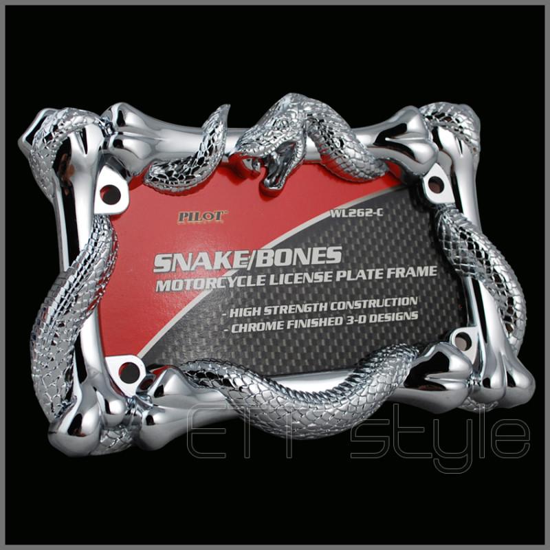 Universal 3d snake viper chrome metal motorcycle license plate frame suzuki