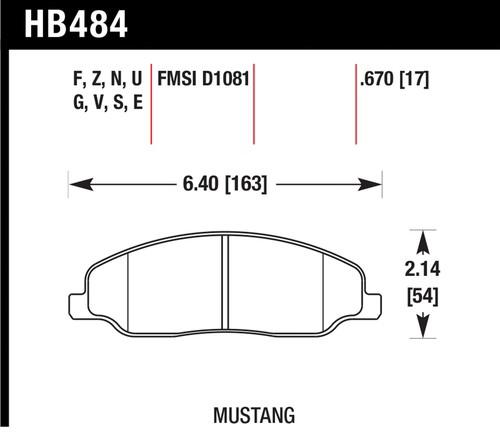 Hawk performance hb484e.670 disc brake pad 05-13 mustang