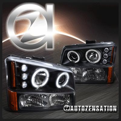 03-06 silverado/ avalanche black projector headlights & bumper signal lights