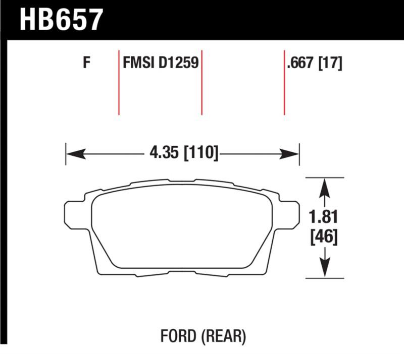 Hawk performance hb657f.667 disc brake pad 07-10 cx-7 cx-9 edge mkx