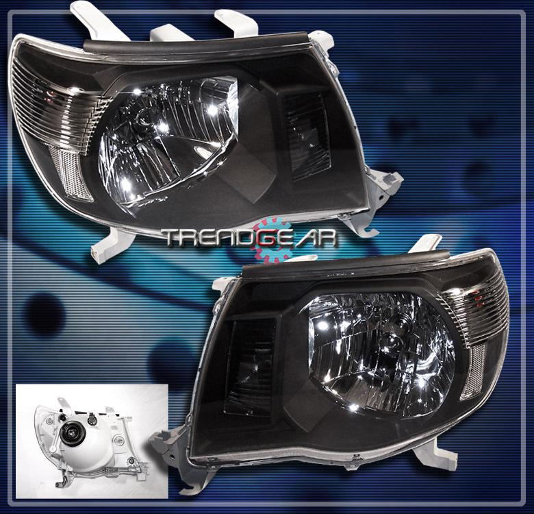 05-11 toyota tacoma pickup truck crystal headlight lamp jdm black 06 07 08 09 10