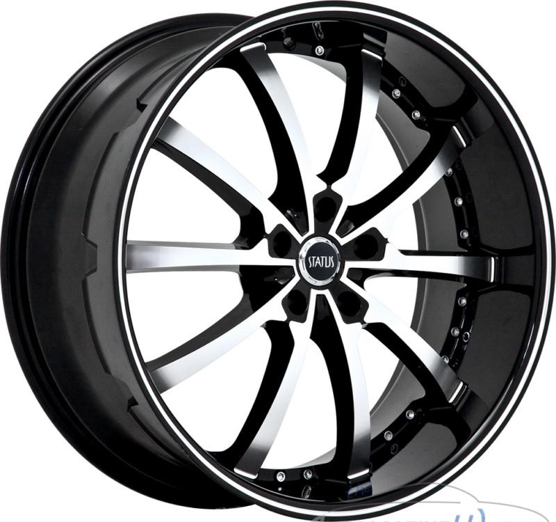 1 - 22x10 status knight-10 5x115 +20mm gloss black machined rim wheel inch 22"