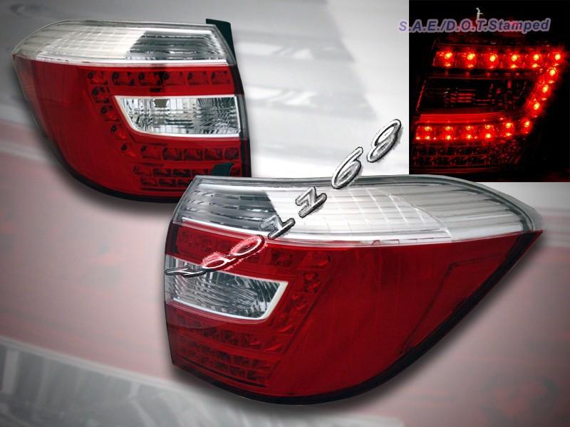 08 09 10 toyota highlander red clear  led tail lights rh lh rear lamps assembly