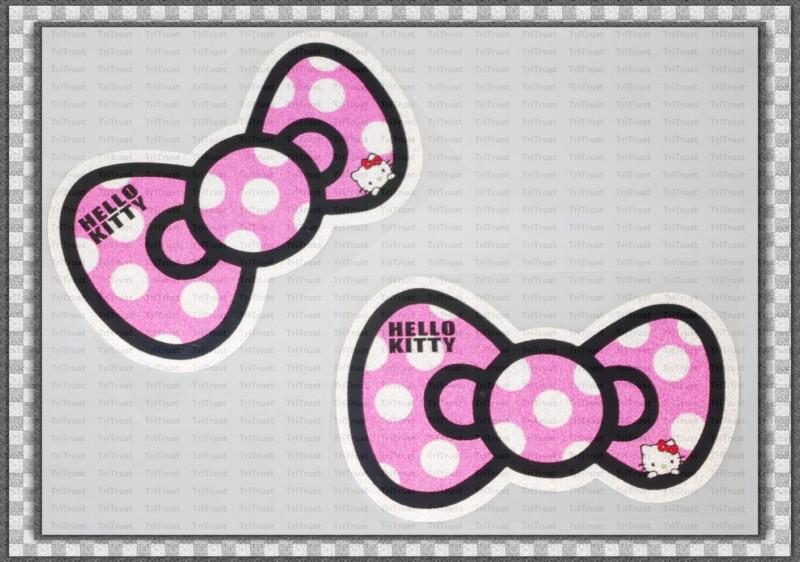 Hello kitty bow logo decal sticker 2 pieces pink