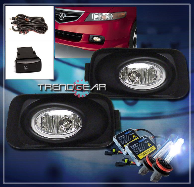 03 04 05 06 acura tsx 4dr jdm bumper driving fog light lamp+oem switch+8000k hid