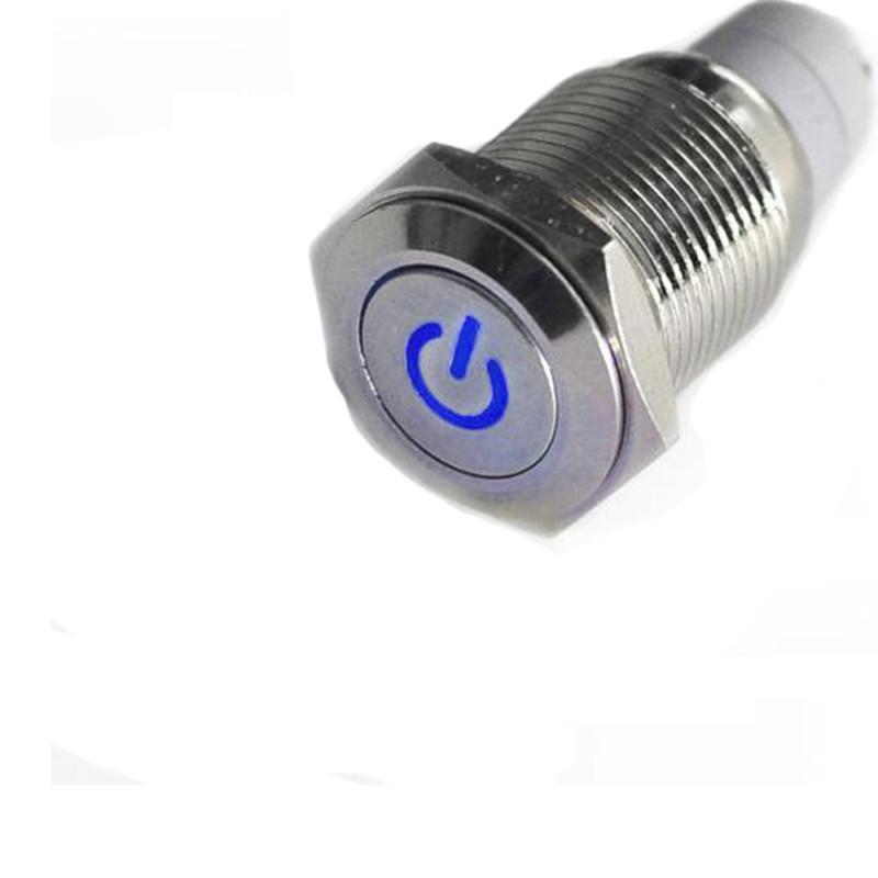 16mm 12v car auto blue led metal switch latching push button on/off