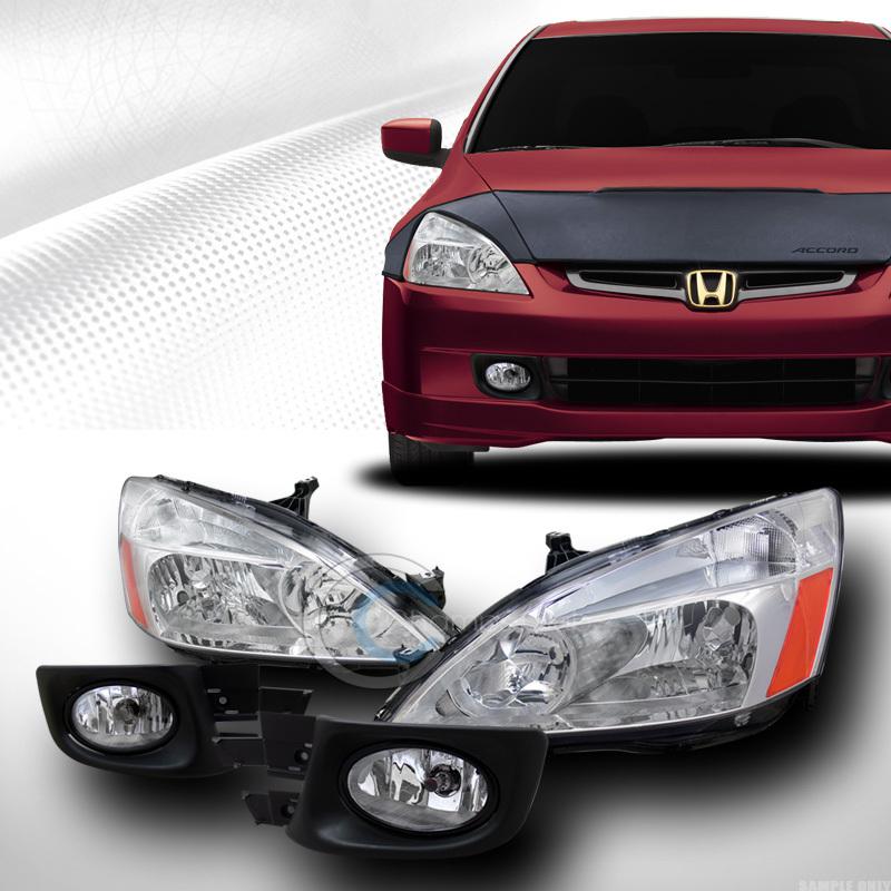 Crystal chrome head lights signal am dy+bumper fog lamps 03-05 honda accord 4dr