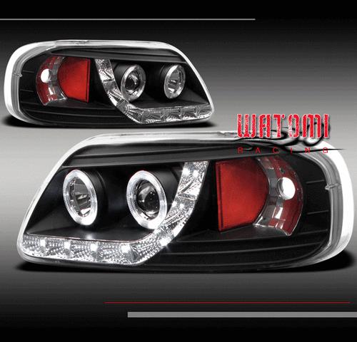 97-03 ford f-150/97-02 expedition halo drl led black projector headlights pickup