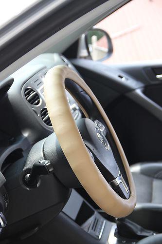 Fit hyundai kia subaru leather steering wrap wheel cover 58003 circle cool beige