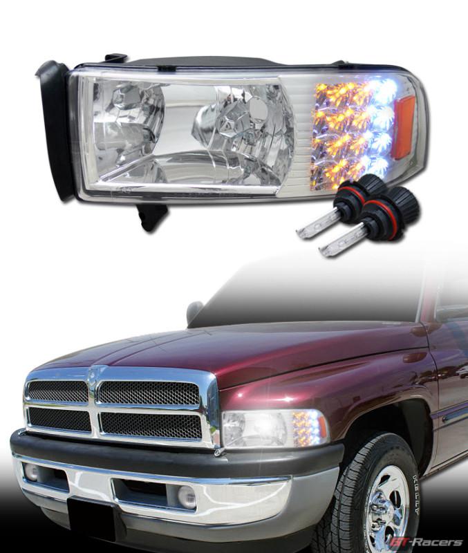 6000k hid bi-xenon chrome drl led head light signal bumper am 94-01 02 dodge ram