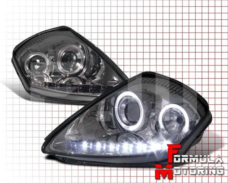 Mitsubishi eclipse 00-05 drl halo led projector headlights smoke+ driving light