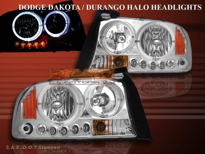 97-04 dodge dakota durango headlights led 2 halo