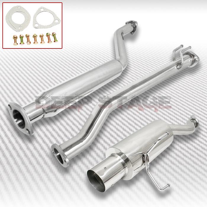 Stainless cat back exhaust system 4" tip muffler 02-05 honda civic si r ep3 hb