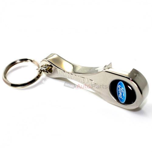 Ford classic oval logo chrome metal rod & bottle opener key chain ring fob